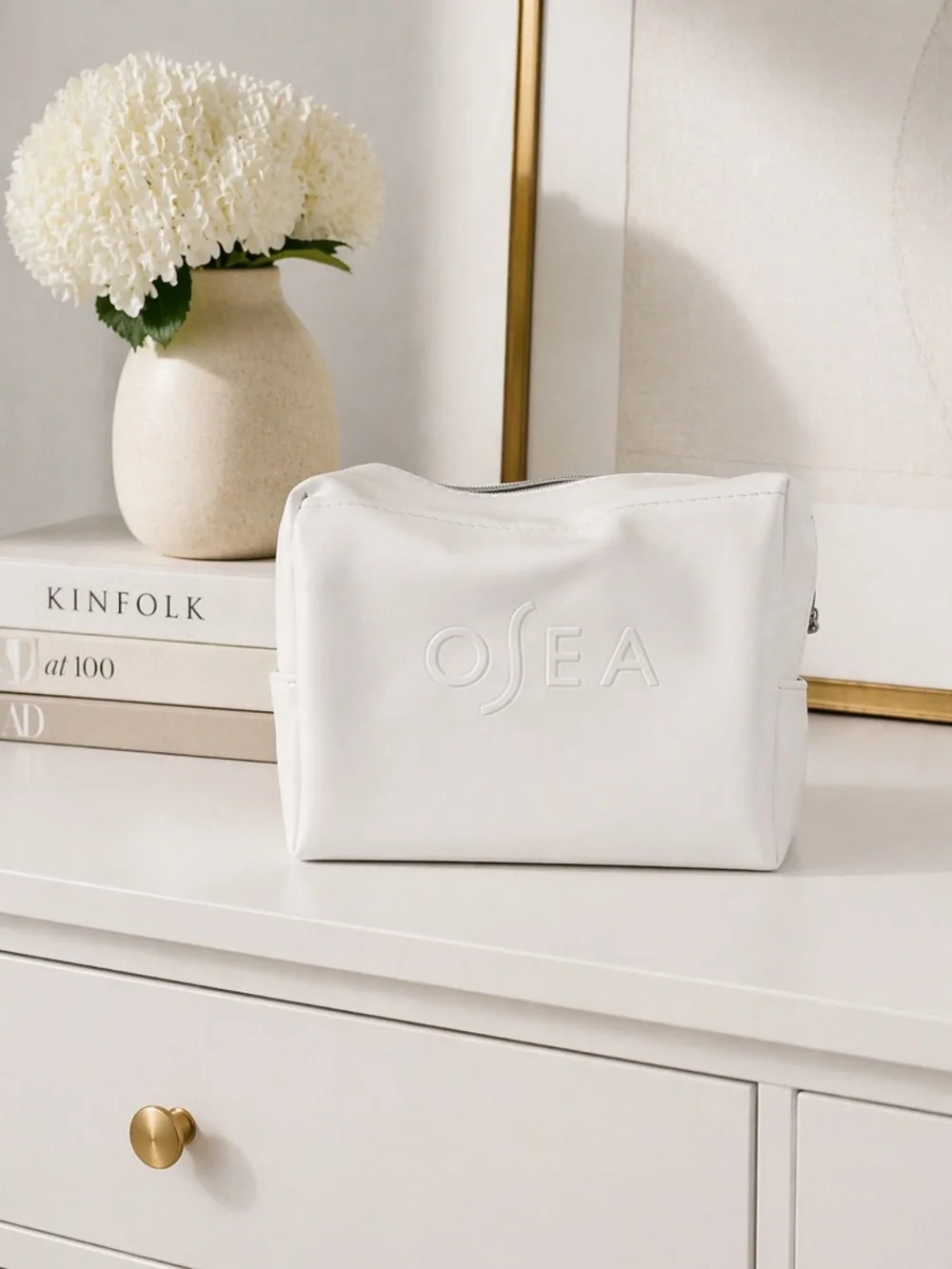 OSEA White Embossed Logo Pouch